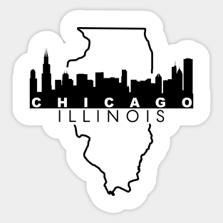 Chicago Illinois Skyline Black Border Sticker